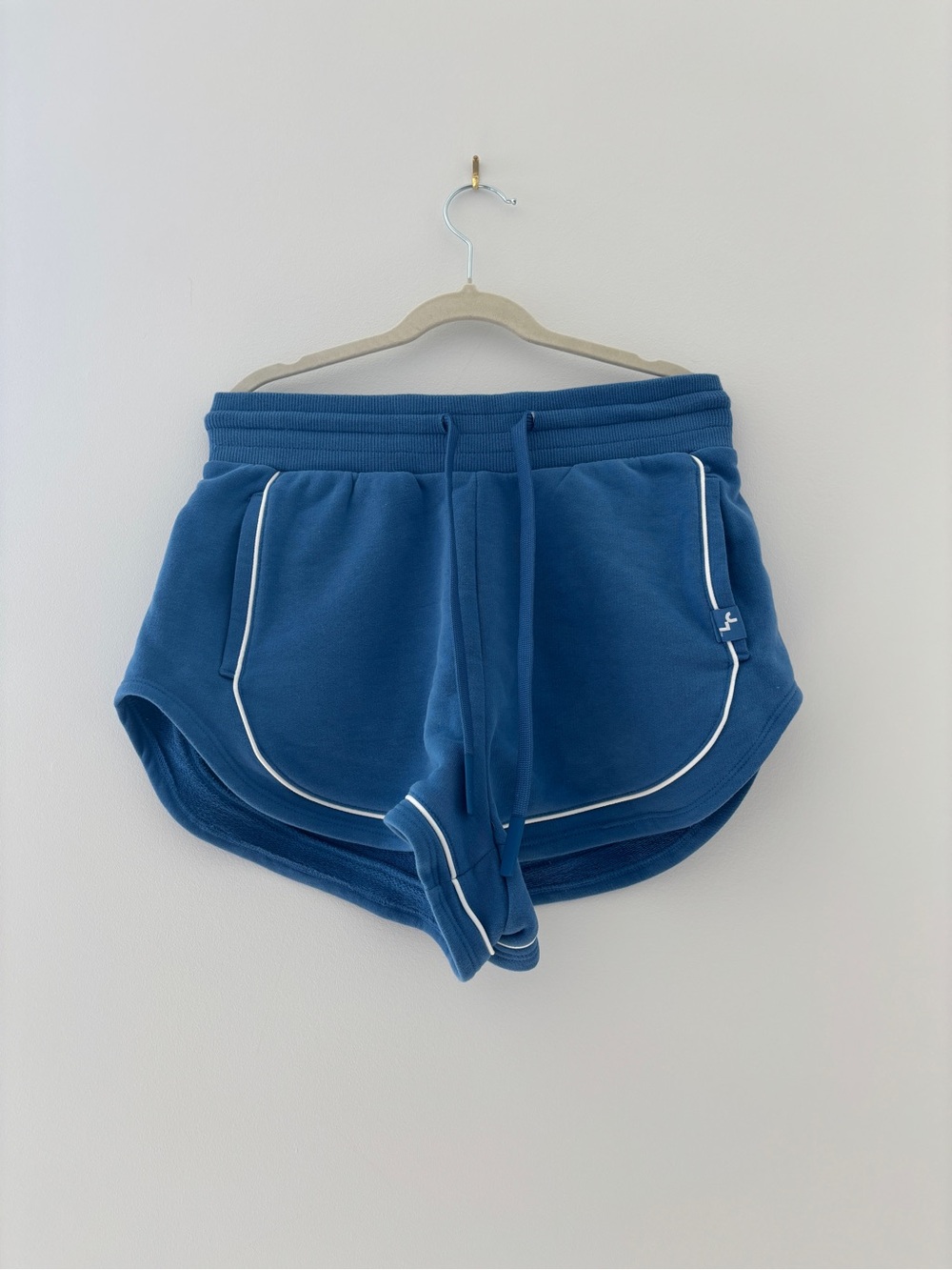JoyLab Blue Athletic Drawstring Shorts with White Piping